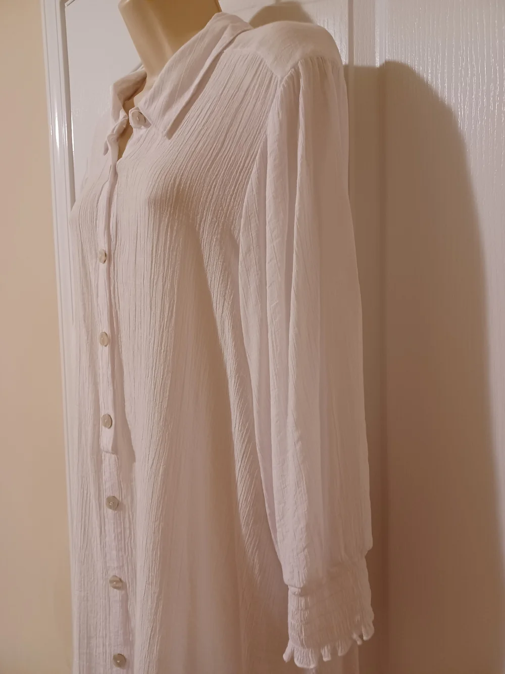 Women’s White Slip-On Button-Front Swim Coverup